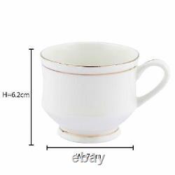 Tea Cups Coffee Mugs With Handle Bone China For Home, Office (140 ml), Set Of 6