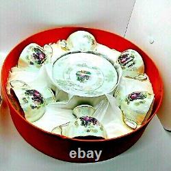 Tea Party SET 12K Gold Plated FINE Porcelain Tea Cup Set 12 Piece Cup Set Glass