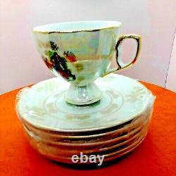 Tea Party SET 12K Gold Plated FINE Porcelain Tea Cup Set 12 Piece Cup Set Glass