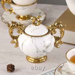 Tea Set Porcelain Tea Sets for Women Adults 15 Pieces Tea Cup and Gold