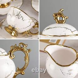 Tea Set Porcelain Tea Sets for Women Adults 15 Pieces Tea Cup and Gold
