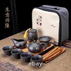 Tea Set Purple Clay Portable Teapot Set Outdoor Tea Cups of Tea Ceremony Teacup