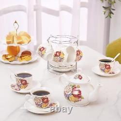 Tea Sets Coffee Retro Gift Set Ceramic Vintage Flower European Style 20-Piece