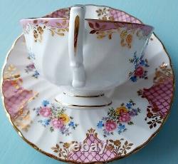 Tea cup duo set excellent condition pink&gold Lady Diana fine bone china