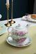 Tea for One Teapot Cup saucer Set Shaby Chic Flora Bird Rose Butterfly Porcelain