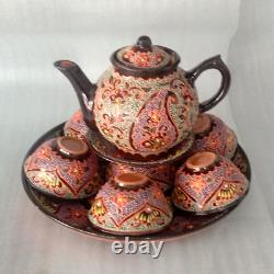 Tea-set 6, traditional tea set, Uzbek pottery product, tea and coffee cups