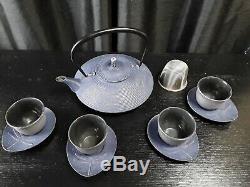 Teavana Dragonfly Cast Iron Tea set Tea Pot, Strainer, 4 Tea Cups, 4 RARE SAUCERS