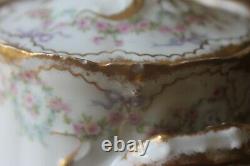 Theodore Haviland Limoges France 330 Cream Sugar for tea cup set Rose Wreath Bow