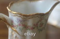 Theodore Haviland Limoges France 330 Cream Sugar for tea cup set Rose Wreath Bow