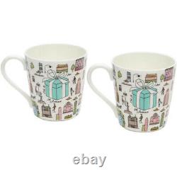 Tiffany & Co Bone China 5th Avenue Coffee Tea Mug Cup 2pcs Set with Gift Box
