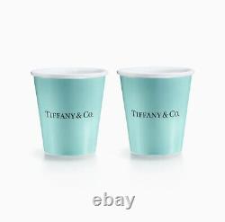 Tiffany & Co. Coffee Cups in Bone China, Set of Two Cups with Gift Bag NEW