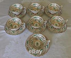 Tiffany & Co. Grosvenor Handpainted Dorian Tea Cup & Saucer Sets (7) England