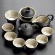 Traditional Black Crockery Ceramic Teapot Set Chinese Kung-fu Drink-ware Cup New