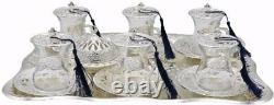 Traditional Turkish Style Tea Serving Set with Serving Tray (Silver)