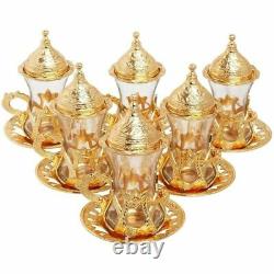 Turkish Authentic Design Turkish Greek Arabic Tea Set 6 Service Tea Cups Saucers
