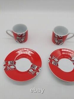 Turkish Deger Katan Hediyeler Limited Edition Red Tea Cup Set of 4 Pcs