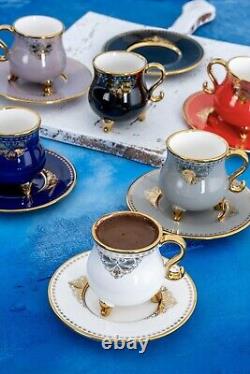 Turkish Espresso Cappuccino Cup Luxury porcelain Macchiato Coffee Cups set 12 Pc