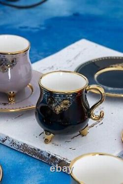 Turkish Espresso Cappuccino Cup Luxury porcelain Macchiato Coffee Cups set 12 Pc