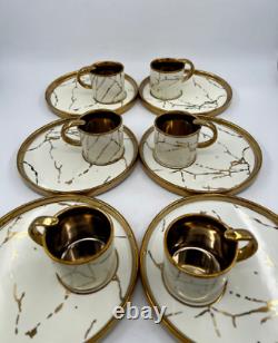 Turkish Porcelain Espresso Coffee Cups and Tea Mugs Set of 6 with Saucers 2.2