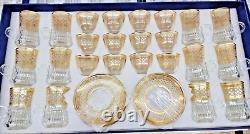 Turkish Tea Glasses Stunning Set of 36 Kahwa Golden Cups Saucer Ramadan Gift