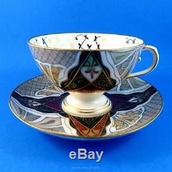 Unusual Design Pedestal Austria Alhambra Tea Cup and Saucer Set