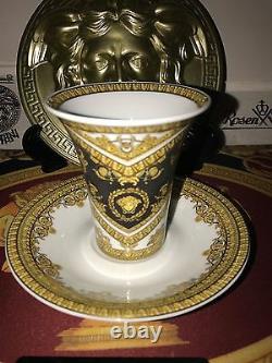 VERSACE CUP SAUCER SET COFFEE TEA LOVE BAROQUE MEDUSA Rosenthal NEW Retail $300