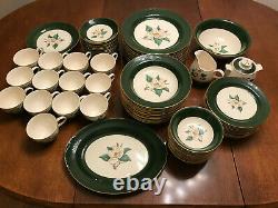 VINTAGE Homer Laughlin JADE ROSE china set 83 pieces plates tea cups sugar bowl