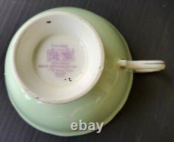 VINTAGE PARAGON Pansy on Black with Green Surrounding Teacup and Saucer Set