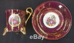 VTG Royal Antique Victorian Footed Tea Cup Saucer 10pc Set Lusterware Demitasse