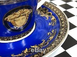 Versace Mug Coffee Tea Cup Set 2/2 Coffee Mug Rosenthal Medusa Royal Blue