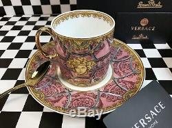 Versace Tea Cup Set 2/2 Coffee Set Rosenthal La Scala Del Palazzo Verde WithSpoons