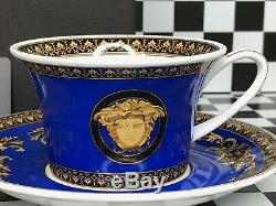 Versace Tea Cup Single Cobalt Blue Medusa 2 Cup Set WithBox/Card Classic Rosenthal