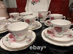 Very pretty mismatch china tea set for six with tea pot