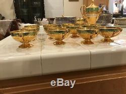Victoria Czechoslovakia China 24k Gold Decorated Bohemian Dinner Tea Set 52 Pcs