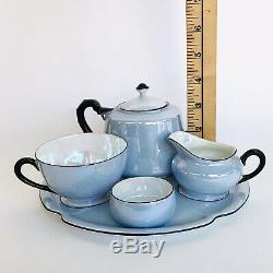 Vintage 1920s Czechoslovakia Lusterware 6 Piece Blue Luster Tea Cup Set For One