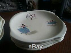 Vintage 1950 Beswick Ballet Tea Cups Set 6 Blue Teacups Saucers Plates Bowls Jug