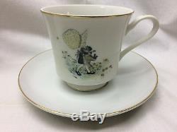 Vintage 1973 Tea Set Holly Hobbie Kitty Tea Pot 6 Cup & Saucers Creamer & Sugar