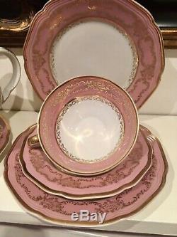 Vintage Bavaria Pink Gold Tea Set Tea Cups Trios Teapot Sugar Bowl 20 Items