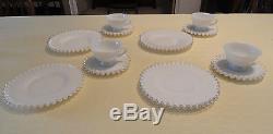 Vintage Fenton SILVERCREST Set for 4 Tea Cups & Saucers & 8 3/8 Luncheon Plates