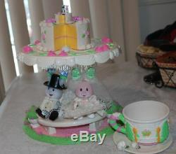 Vintage Kidsview Tea Bunnies Wedding +Fancy Dessert Set, 2 Babies +9 Tea Cups
