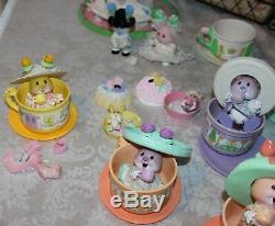 Vintage Kidsview Tea Bunnies Wedding +Fancy Dessert Set, 2 Babies +9 Tea Cups