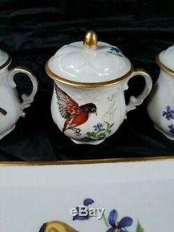 Vintage Limoges France Pot de Creme 7 Piece Set Serving Tray, Tea Cups, & Lids