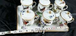 Vintage Limoges France Pot de Creme 7 Piece Set Serving Tray, Tea Cups, & Lids