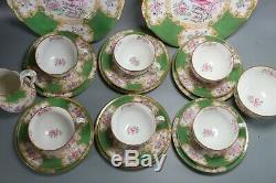 Vintage Minton China Green Cockatrice pattern 4863 tea set cups 22pc