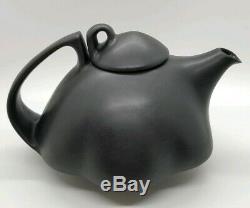 Vintage Modernist Saenger Pottery Black 9 Piece Coffee/Tea Pot & Cup Set