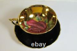 Vintage Paragon England Red Rose Cabbage Floating Tea Cup & Saucer Set