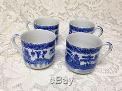 Vintage, Rare, Japan, 13-pc Blue Willow Tea Set with Lithophane Geisha Cups