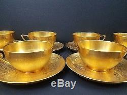 Vintage Rosenthal Bavaria Gold Encrusted Tea Cups Saucers 8 Set Hand Painted