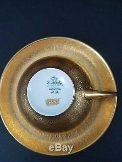 Vintage Rosenthal Bavaria Gold Encrusted Tea Cups Saucers 8 Set Hand Painted