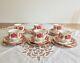Vintage Royal Albert Porcelain Old English Rose Set of 6 Tea Cup Trios 18pcs